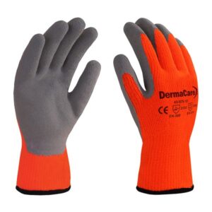 Guante acrilico naranja con latex gris
