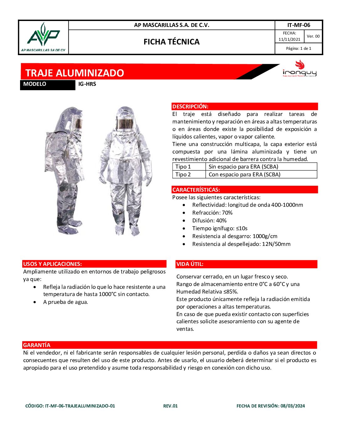 Traje aluminizado IG-HRS - Image 2
